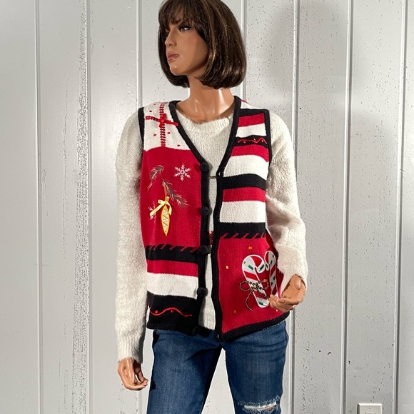 * Holiday Editions Christmas Women’s Vest Sweater Sz S - Picture 6 of 15